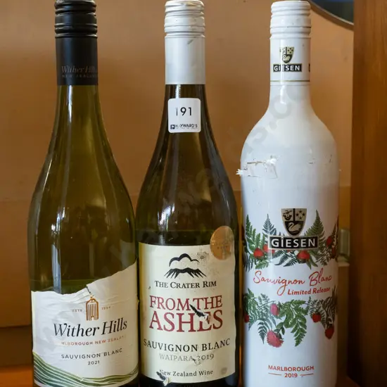 3x bottles of sauvignon blanc; Withers Hills 2021, From The Ashes 2019, Giesen 2019