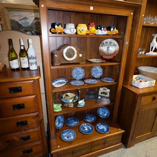 solid pine bookcase on plinth with 2 drawers H1800 W1020 D480
