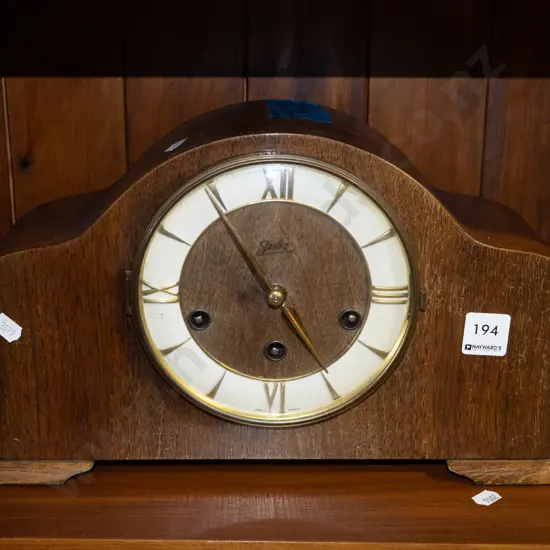 deco wood cased mantel clock