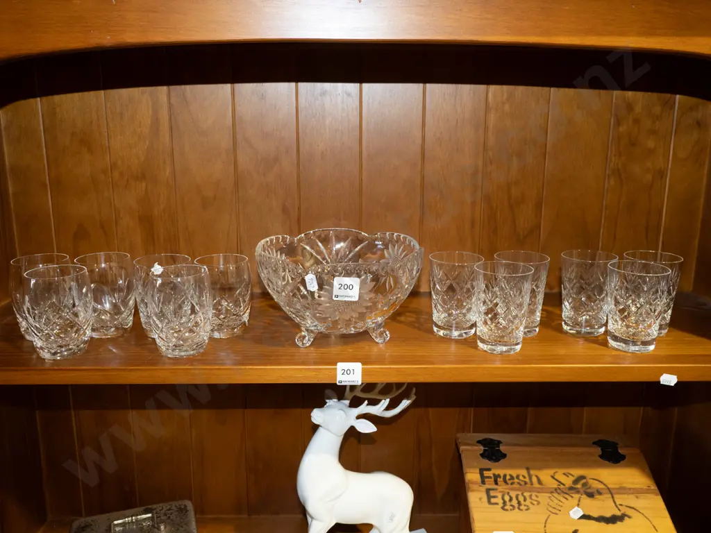 cut crystal footed bowl, crystal tumblers Image 1++