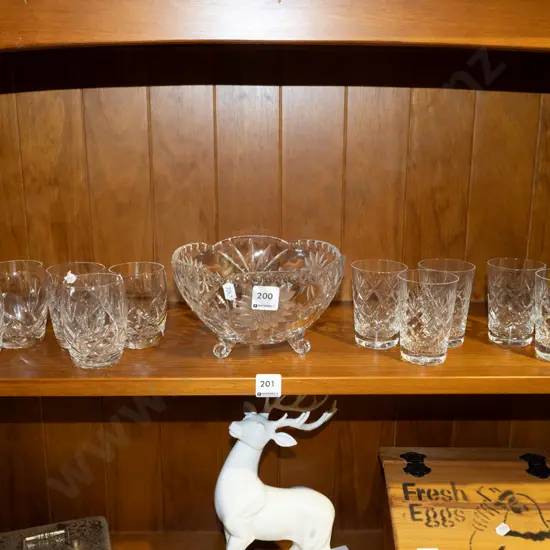 cut crystal footed bowl, crystal tumblers