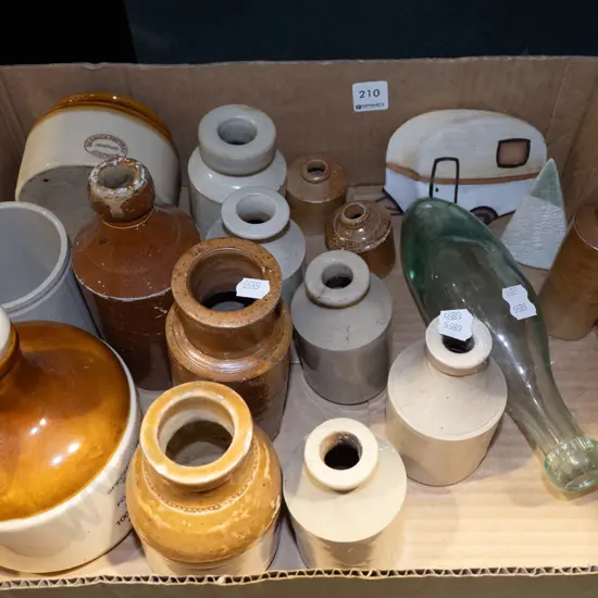 box; stoneware ink bottle, torpedo bottle etc