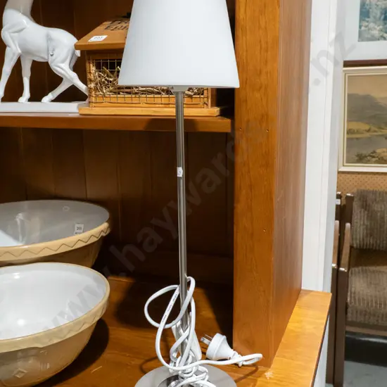 glass and stainless steel desk / bedside lamp