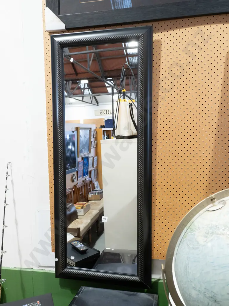 black framed wall mirror H1150 W470 Image 1++
