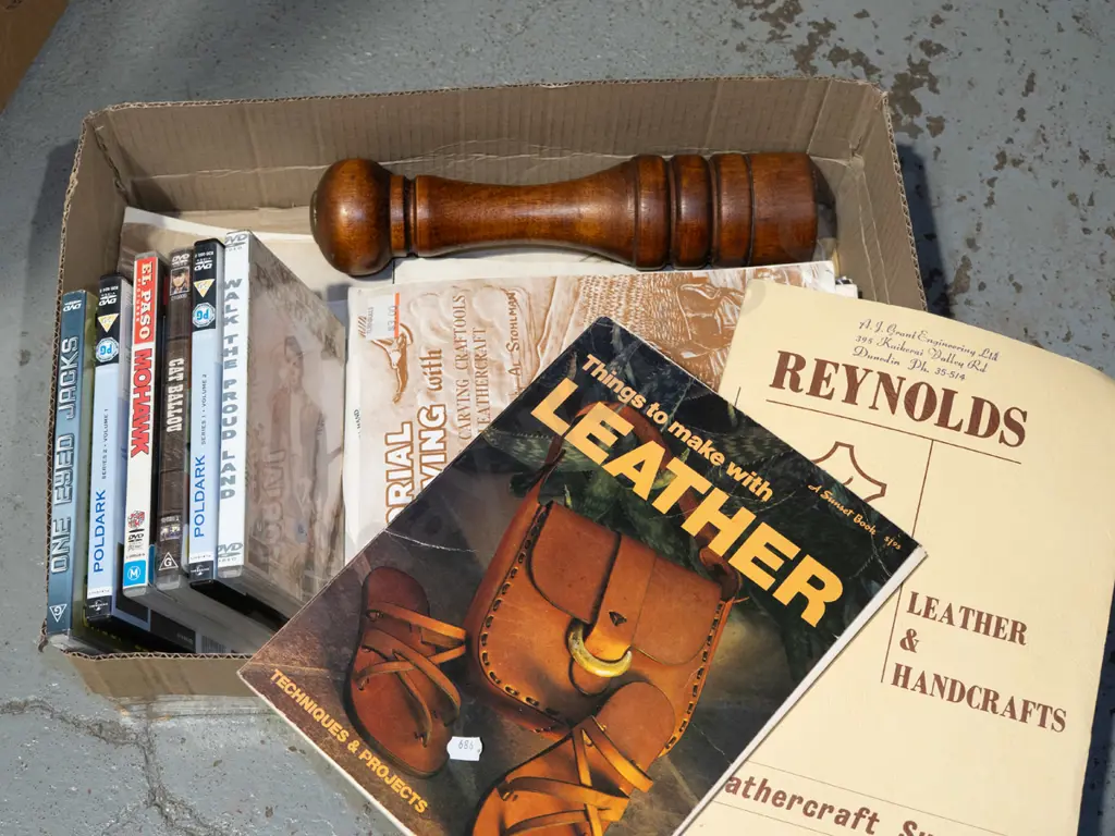 large wooden pepper grinder, leather work magazines etc Image 1++