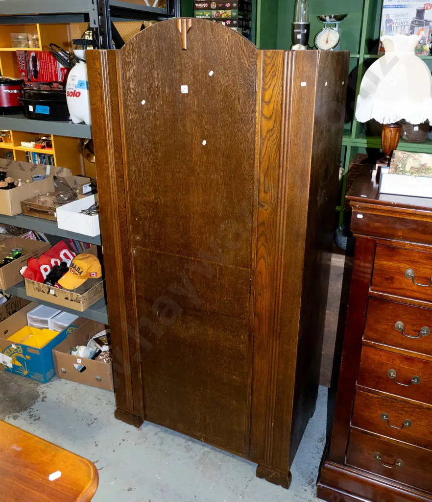deco oak single drawer cupboard with internal shelf - no key, handle needs attention Image 1++