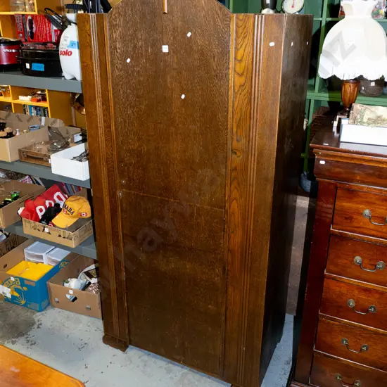 deco oak single drawer cupboard with internal shelf - no key, handle needs attention