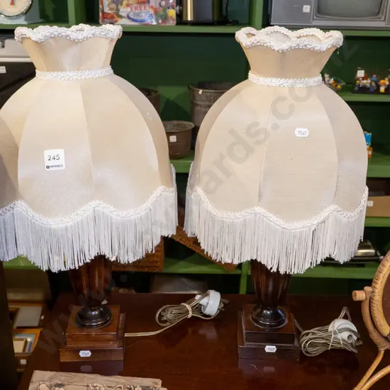 pair of wood based table lamps H490