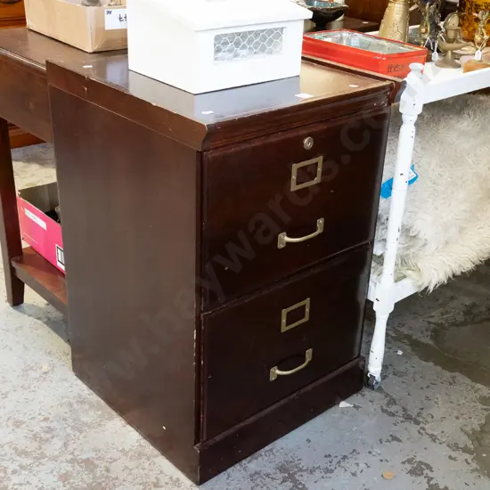 solid wood 2 drawer filing cabinet - no key H730 W485 D480