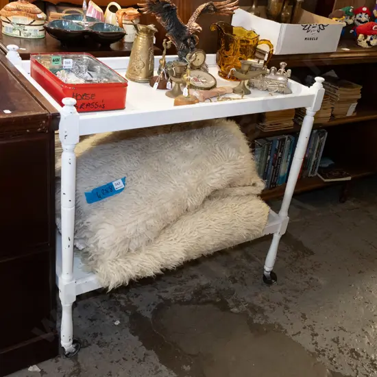 white painted 2 tier tea trolley