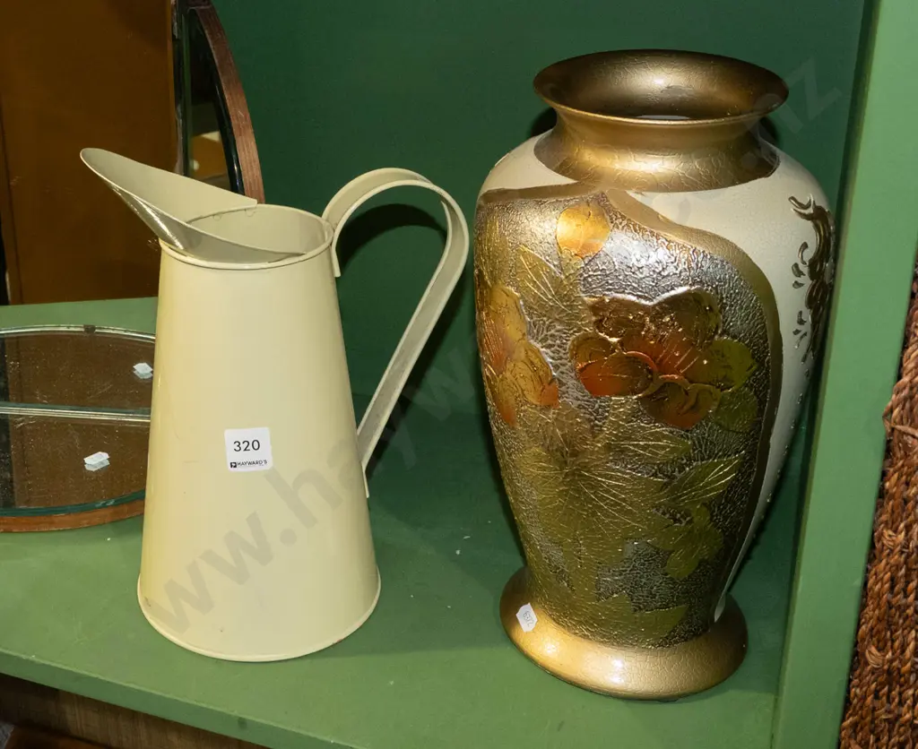 tin jug, Italian ? gilded vase H330 Image 1++