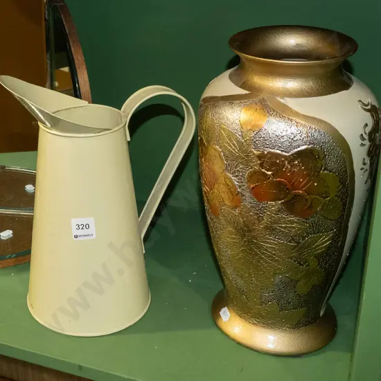 tin jug, Italian ? gilded vase H330