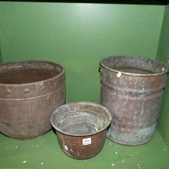 copper jardinieres, pail - no handle H290
