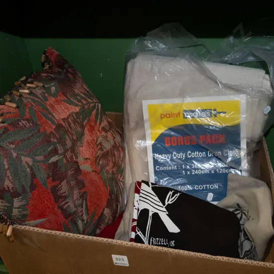 box; cushions, heavy duty drop cloth