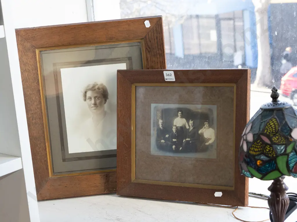 2x oak framed vintage photographs - portraits Image 1++