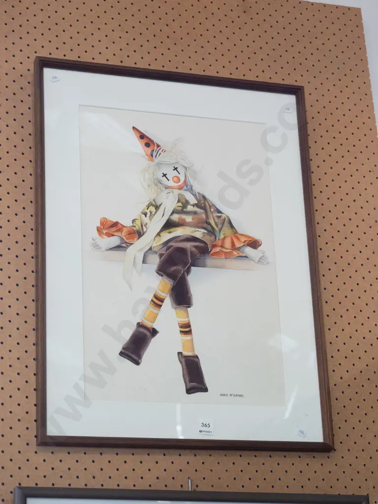 framed Mavis Mckinney watercolour - clown - foxing Image 1++