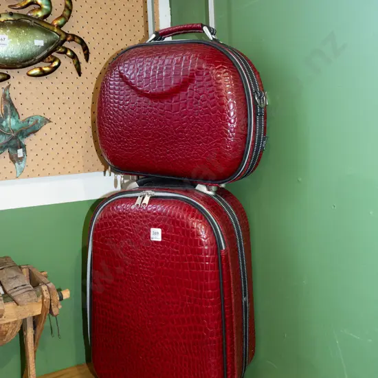 faux alligator skin 2 piece luggage set