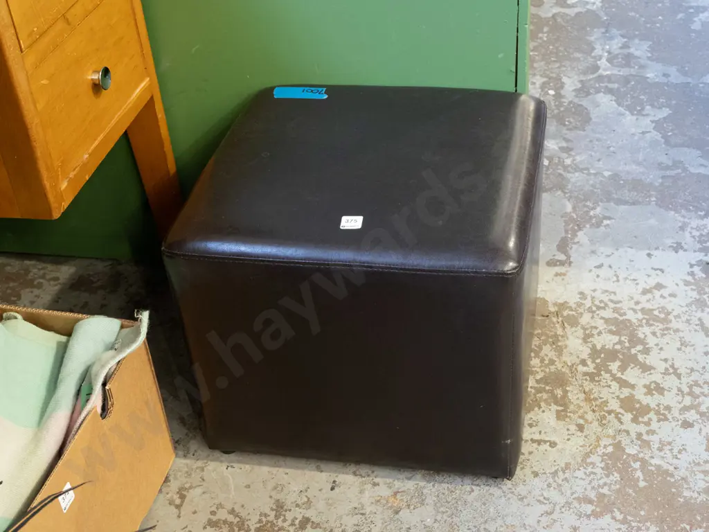 brown vinyl ottoman Image 1++
