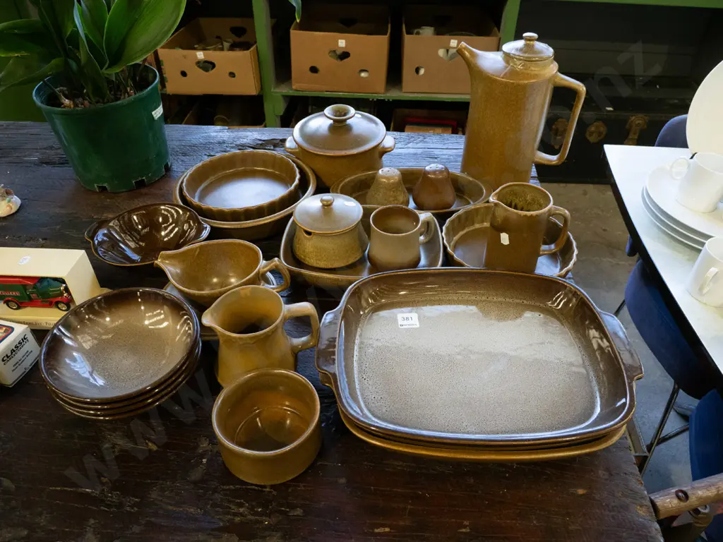 assorted Temuka items; baking dishes, coffee pot, cups etc Image 1++