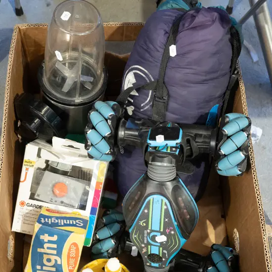 box; sleeping bag, blender, robotic toy etc