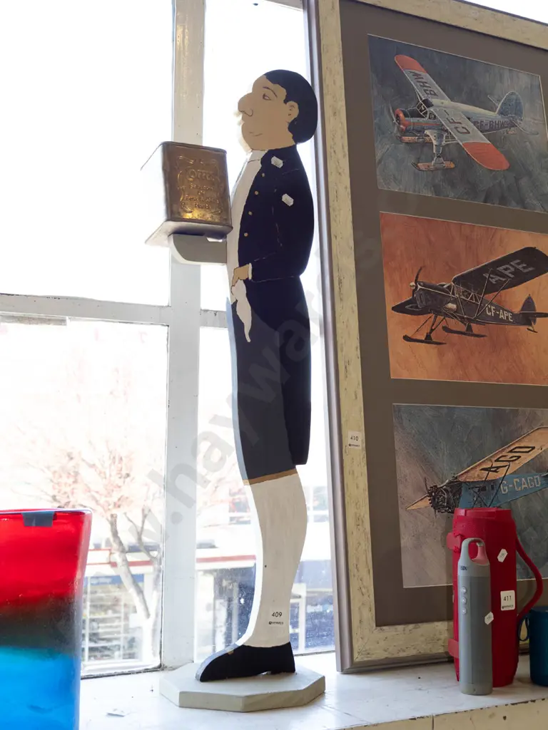 homemade hand painted butler themed stand with tin H830 Image 1++