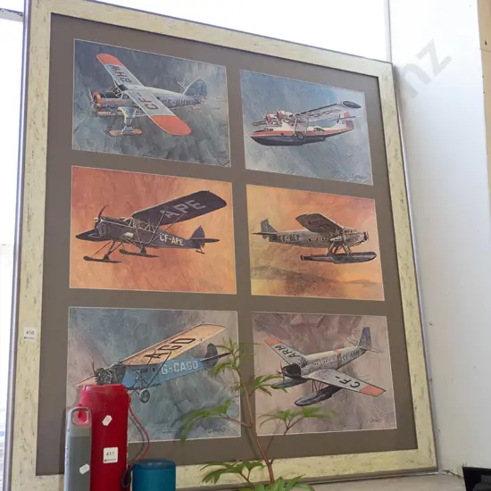 framed vintage plane print H1100 W980