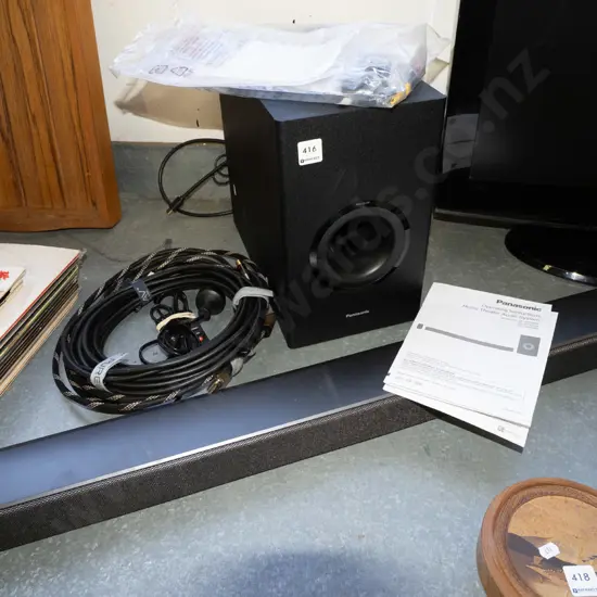 Panasonic sound bar, sub woofer, cables