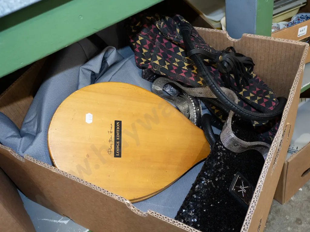 box; car seat covers, pickle ball bats etc Image 1++