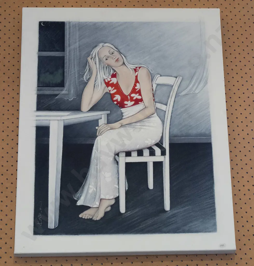 oil on canvas - woman at table Image 1++