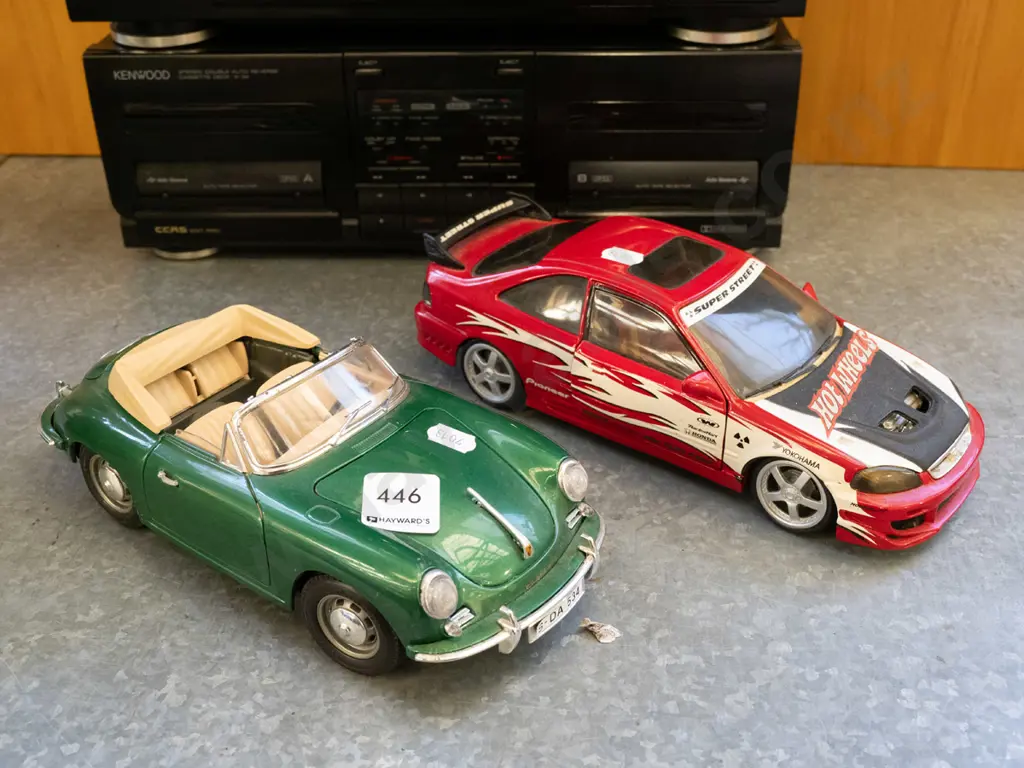 2x diecast model vehicles - Porsche, Honda Civic Image 1++
