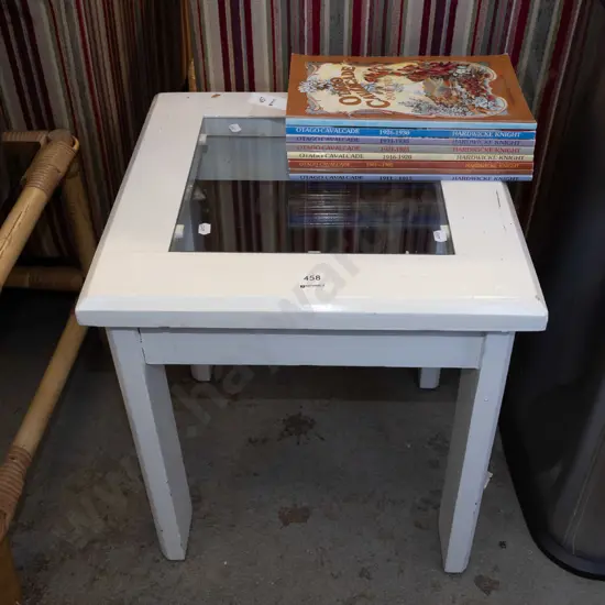 wood and glass top end table