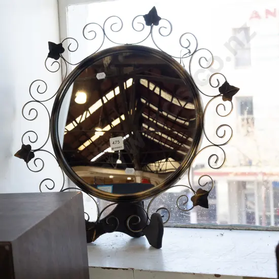 wrought metal framed retro circular wall mirror Diam450