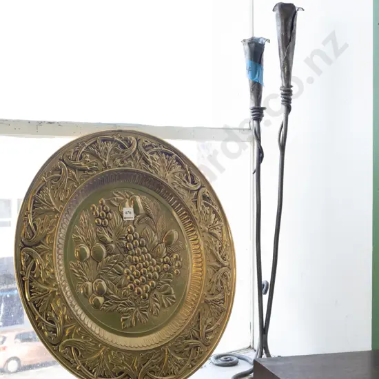 pressed brass wall charger, candlesticks H760
