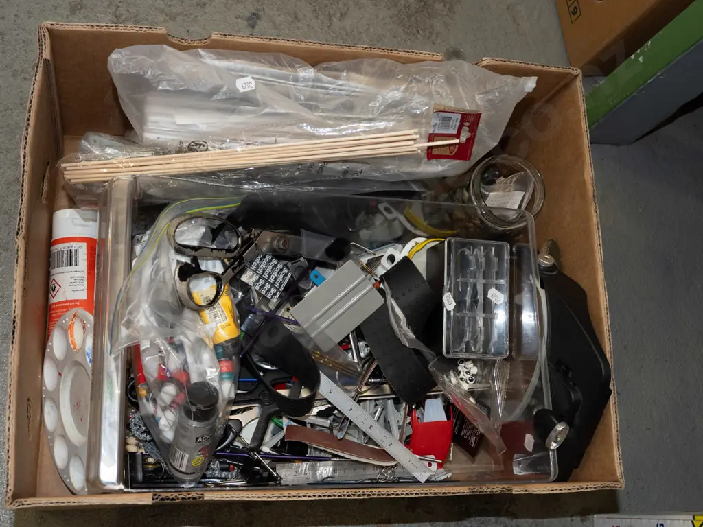 box; model making allsorts, paints, scissors, clamps etc Image 1++