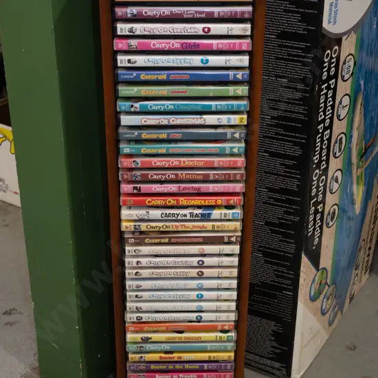 DVD tower and DVDs