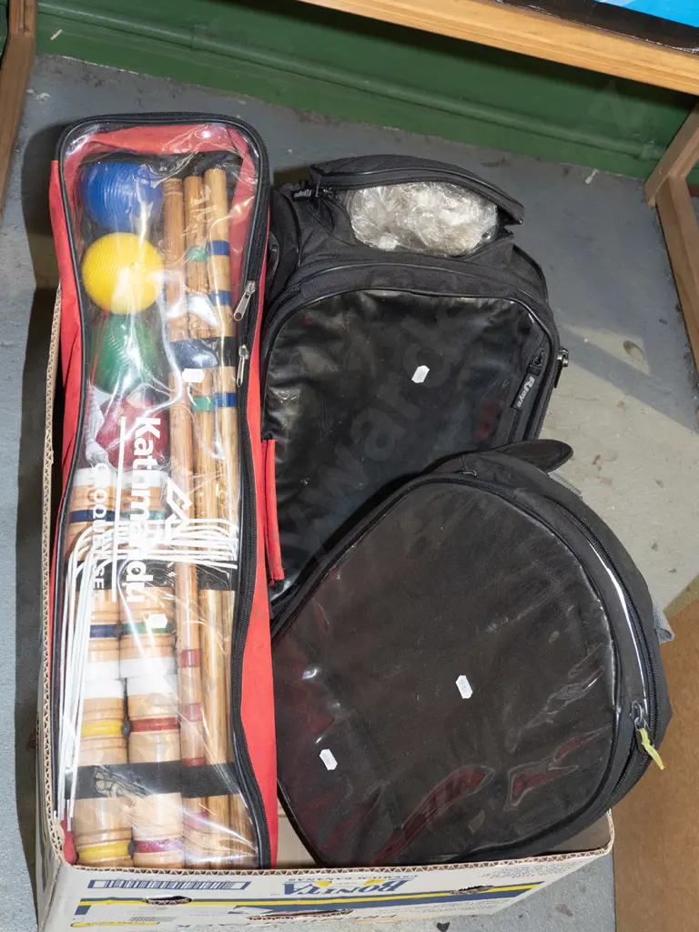 box; croquet set, motorcycle bags Image 1++