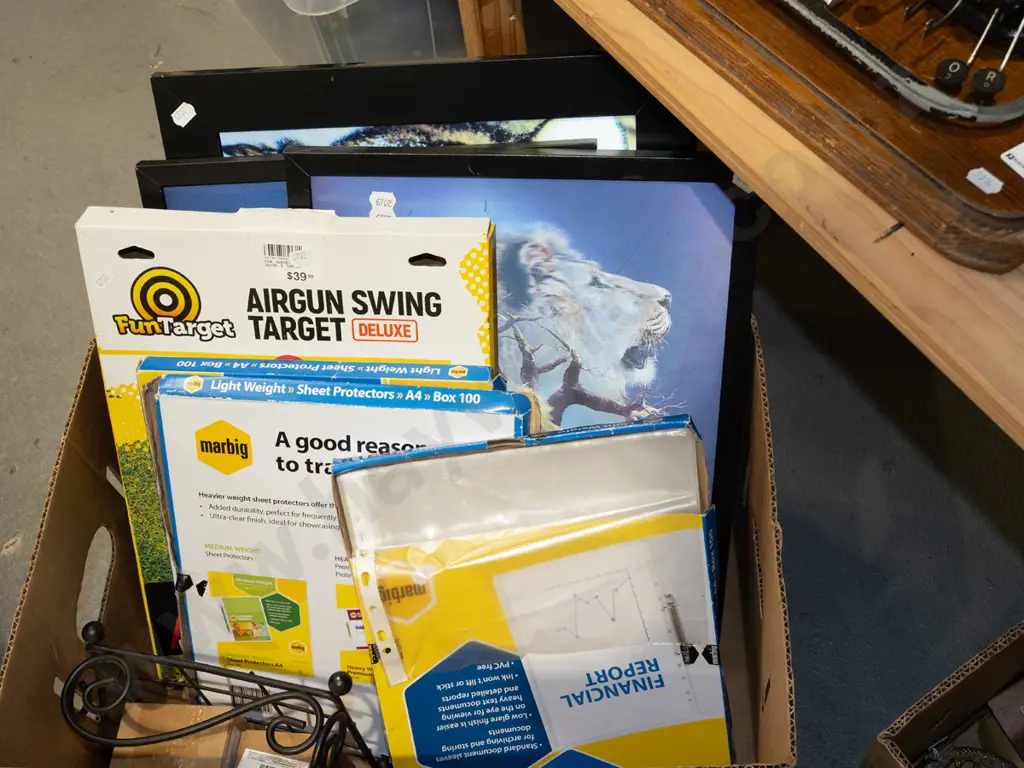 box; holographic prints, target game, plastic light weight page protectors Image 1++