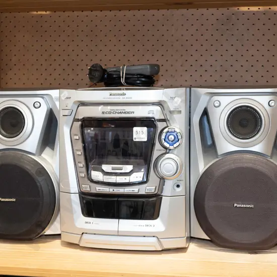 Panasonic stereo with 5 CD changer, radio tuner, twin cassette deck
