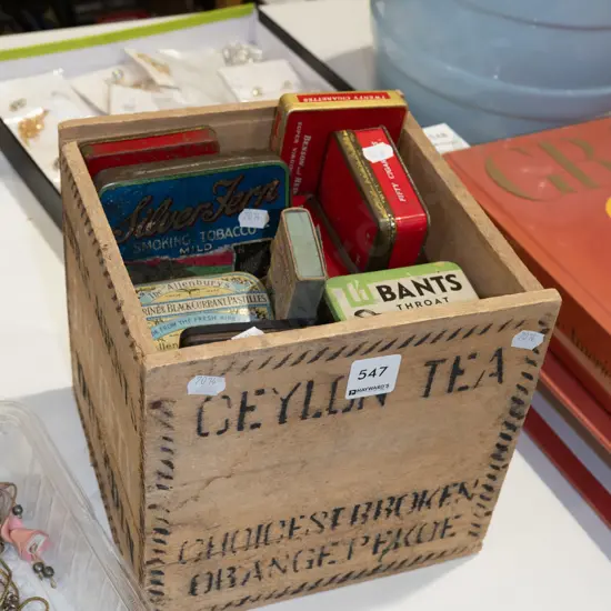 tea box and vintage tins
