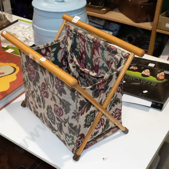 wood and fabric knitting basket