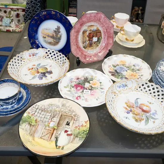 ceramic piereced bowls, cups, saucer etc