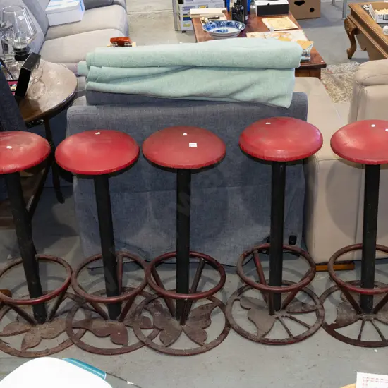 5x industrial style metal based and vinyl stools H820