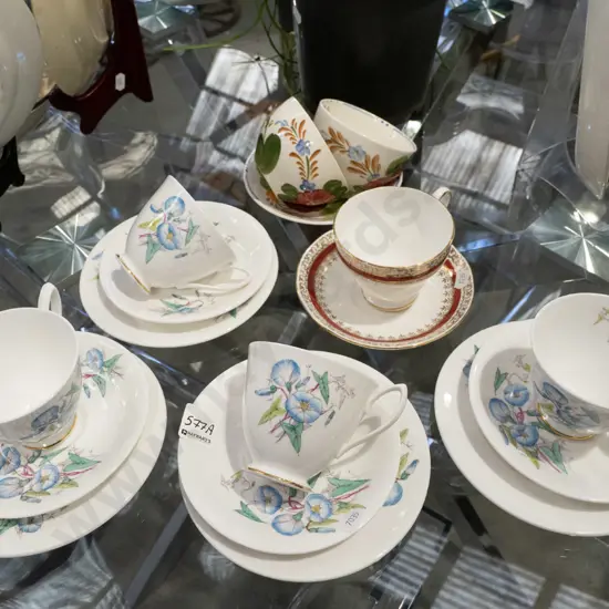 4x Royal Albert Morning Glory trios, Belle Fiore cups etc