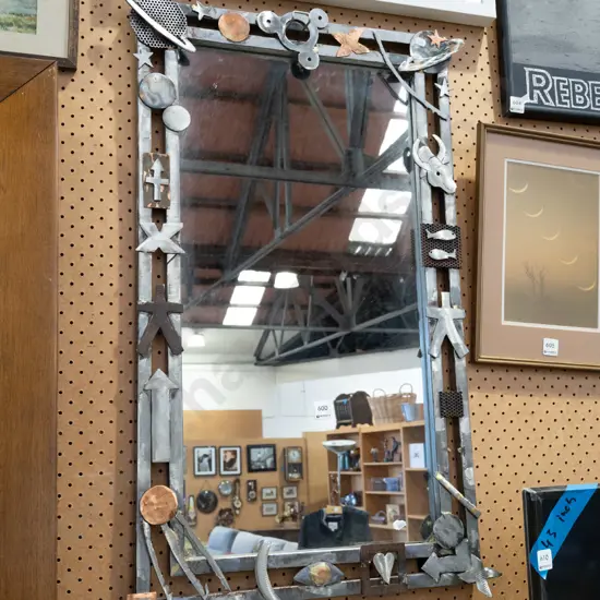 decorative mixed metal wall mirror H-850 W-530