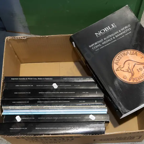 box of various Numismatic catalogues