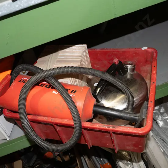 stovetop kettle, tiles and hand pump