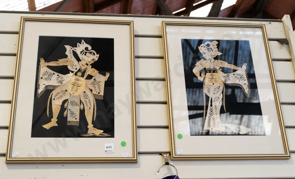 2 framed Indonesian cutout pictures Image 1++