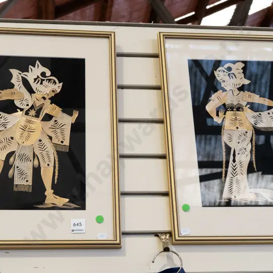 2 framed Indonesian cutout pictures