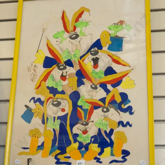 framed acrylic - crazy rabbits