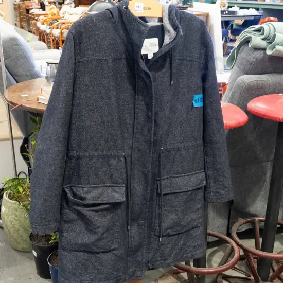 Trenery navy woollen hooded jacket - size small